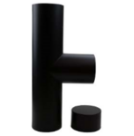 T-stuk 90gr incl. dop RVS Zwart 150mm