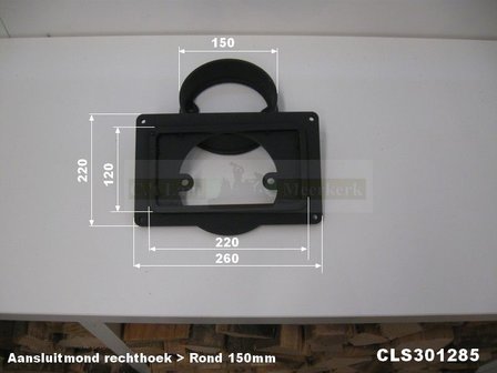 Aansluitmond CLS301285 overgang rechthoek naar 150mm voor Barbas inzetkachel