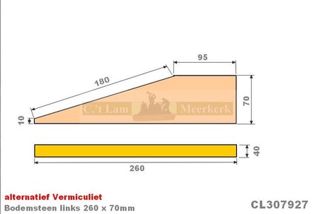 Bodemsteen CL307927 260x70x40 voor Barbas houtkachel Escamo 70 (vermiculiet)