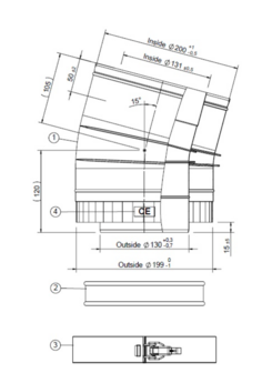 RVS 130/200 bocht 15 gr