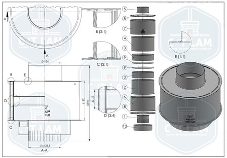 ABCAT HOTTUB houtrookfilter RVS &Oslash;125mm