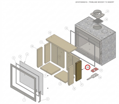 Vermiculiet Achterwand - Rechterzijde Woody 60 201061006916