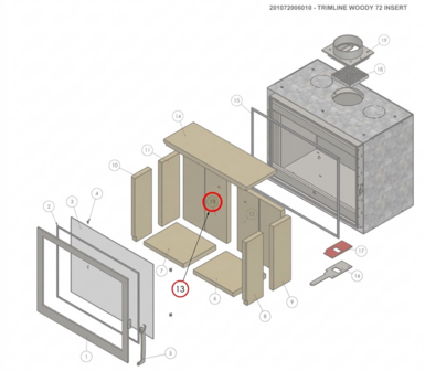 Vermiculiet Achterwand - Linkerzijde Woody 60 201061006917