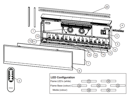 Flame LED strip 20mA (8-segment) Dimplex XLF50 IgniteXL 500006376