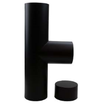 T-stuk 90gr incl. dop RVS Zwart 130mm