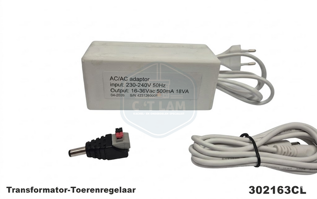 Toerenregelaar / transformator 302163CL voor Barbas inzetkachels (dimmer)