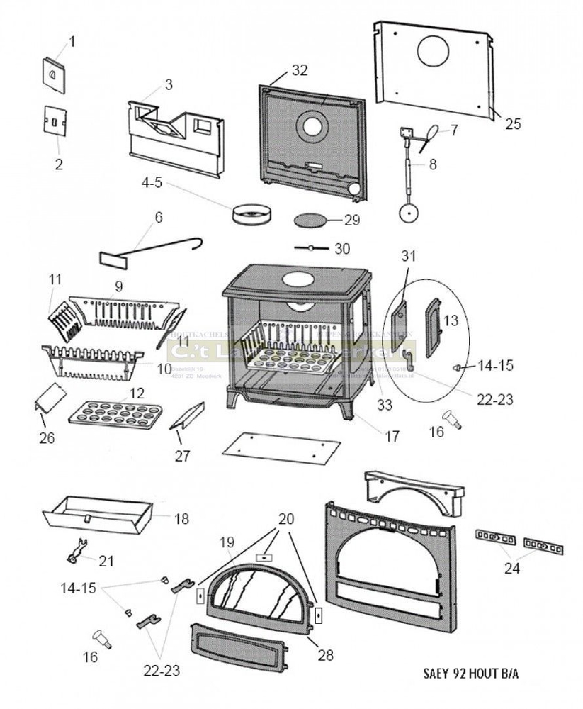 _Saey onderdelen 92 hout - C.'t Lam Houtkachels onderdelen Meerkerk