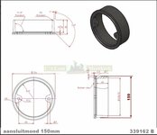 Aansluitmond  339162 150mm voor Barbas houtkachel