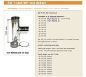 Roetzakpijp of T-stuk 90', RVS, Roest Vast Staal met klemband