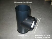 Roetzakpijp of T-stuk 90', Blauw gegloeid standaard