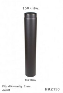 Kachelpijp, dikwandig 2mm zwart