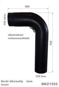 Bocht of elleboog, dikwandig 2mm zwart 90º